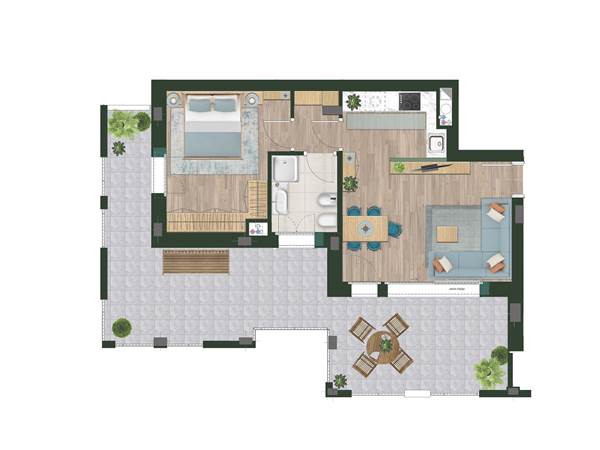 2 LOCALI CON TERRAZZO E LOGGIA