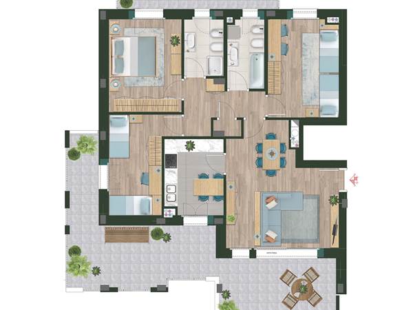 4 LOCALI CON TERRAZZO