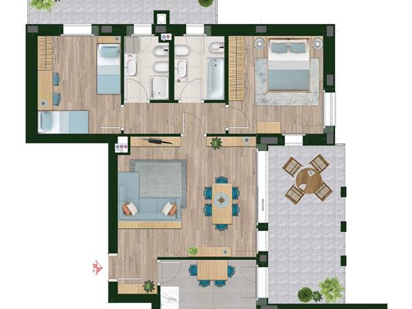 3 LOCALI CON TERRAZZO