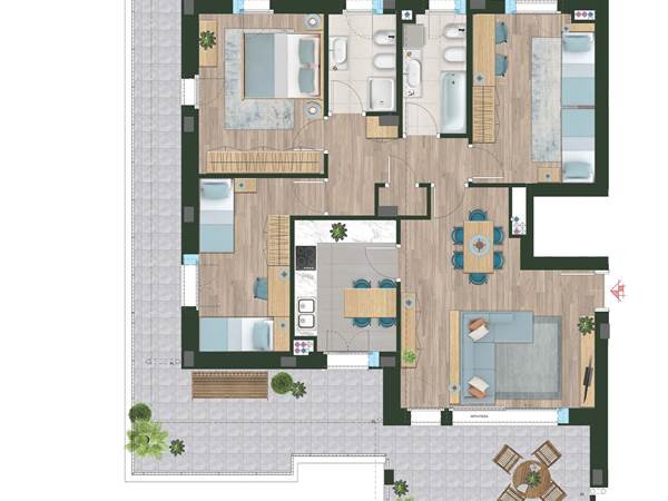 4 LOCALI CON TERRAZZO