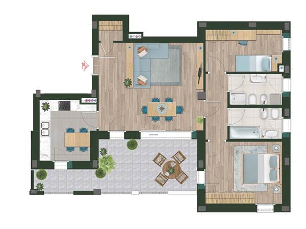 3 LOCALI CON TERRAZZO